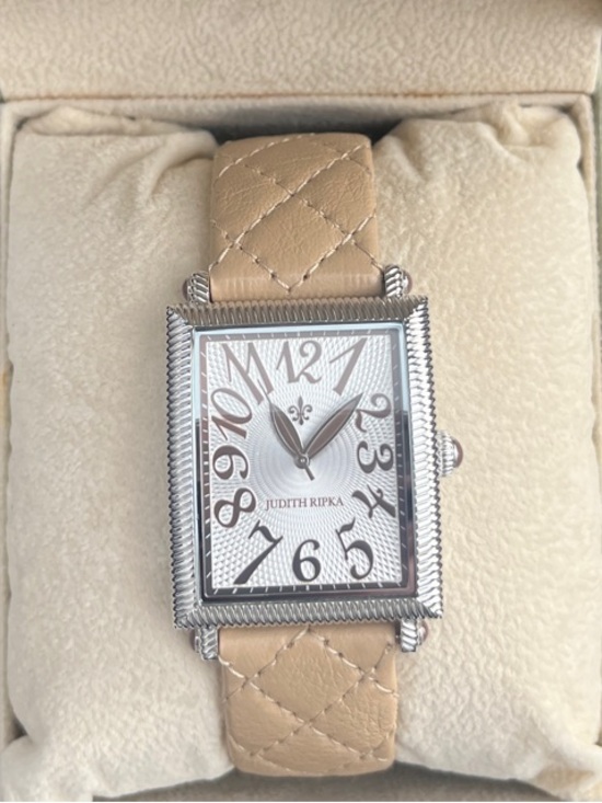 Judith Ripka NEW Watch - Taupe/Beige Quilted Leather Strap main image 7